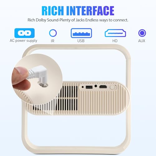 Sosoport Proyector Inteligente Soporta 4K y 1080P Nativo, Altavoces Estéreo 5W×2, Enfoque Automático, Ultra Delgado 70 mm, Gimbal 360°, Luz Ambiental RGB, WiFi 6, Bluetooth, Cine en Casa Portátil