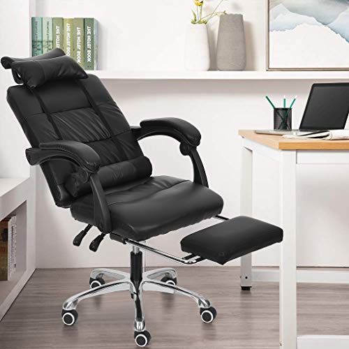 Samoii Ergonomic High-Back Reclining Executive Classic Leather Rolling Swivel Wheel Movable Adjustable Height Office Computer Desk Chair Gaming Chair with Armrest Footrest Headrest,USA