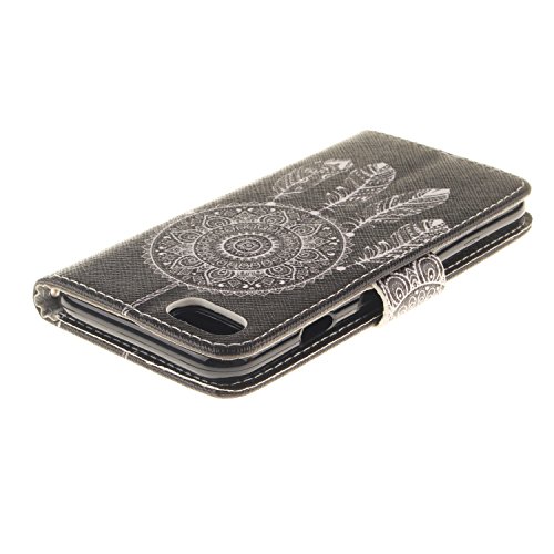 image for For 5.5'' iPhone 7 Plus, Urvoix Dream Catcher Black PU Leather Flip Wa
