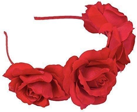 Adult/Kids Halloween Day of The Dead Rose Flower Headband (Red)