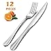 12-Piece Steak Knife and Fork Set, Elegant Life Stainless Steel Cutlery set, Fine Polished Prongs and Serrated Blade Tableware (Silver)