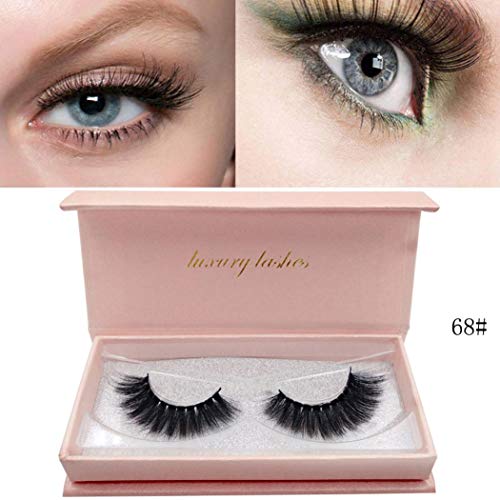 Sdoo 3D Mink Fake Eyelashes Hand-made Dramatic Crisscross Deluxe False Lashes Black Nature Fluffy Long Soft Reusable (D)