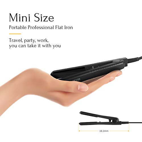 Mini Hair Straightener, 1/2 Inch Titanium Flat Curling Iron for Travel, Professional Mens Hair Straightening Plate, Effective for Bangs Short and Thin Hair