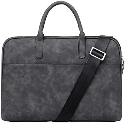 BURNUR Black 14 Inch Waterproof PU Laptop Sleeve Tablet Bag with Shoulder Strap