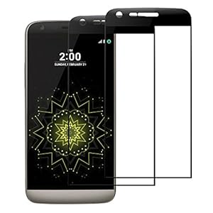 ALCLAP LG G5 Tempered Glass Screen Protector-0.20mm Rounded Edge Real Glass-Screen Cover Film-Sensitive Touch-High Definition-Ultra Clear Crystal Skin Shield for LG G5 (Gold)Black) by ALCLAP