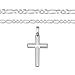 XP Jewelry Men's Sterling Silver Cross Pendant Figaro Chain Necklace Italian Made - Choose Width and Length