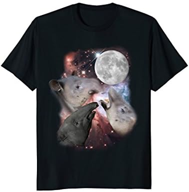 Mens Three Moon Tapirs T-Shirt. Funny Cute Tapir Parody Tee XL Black