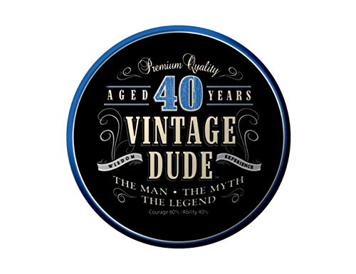 Vintage-Dude-40th-Birthday-Edible-Cake-or-Cupcake-Topper-8-Inch-Round