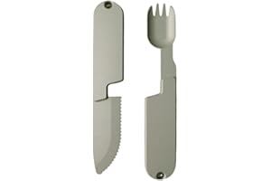 Compact 2-in-1 Camping Utensils Set: Stainless Steel Fork and Spoon Outdoor Eating Tools Hiking Cutlery Set Detachable Campin