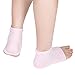Bememo 3 Pairs Spa Moisturising Socks and Gloves Set, Moisture Open Toe Gel Heel Socks Gel Hand Fingerless Moisturizing Gloves (Pink and Grey)