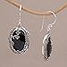 NOVICA Artisan Handmade Onyx Dangle Earrings Sterling Silver Floral from Bali Black Indonesia Nature Birthstone [1.5 in H x 0.7 in W x 0.2 in D] ' Dreamy Forest'