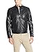 London by London Fog Men's Lamb Touch Perforated Zip Front Cropped Jacket, Black, S