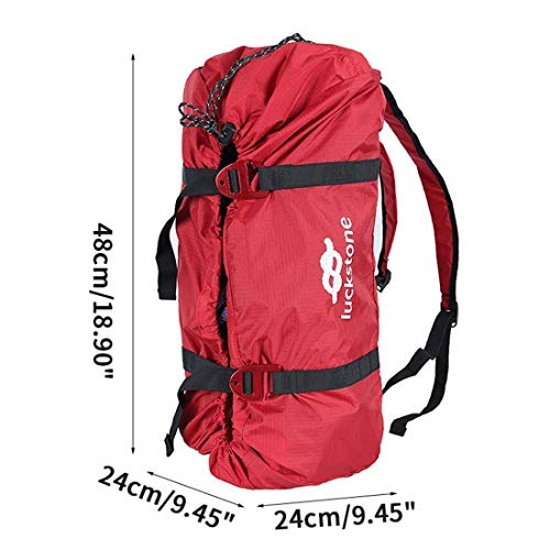 FREAHAP R Climbing Rope Bag Climbing Gear Bag for Mountaineering Ice Climbing Oxford Backpack with Rope Mat Red