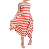 PanDaDa Girls Summer One Piece Beach Long Dress Striped Sundress Skirts 3-8Y