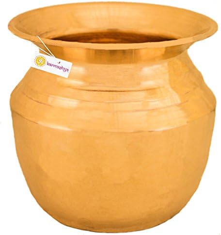 KARMASHYA 185gms Brass Metal Kalash Kalasha Pot Lota India Hindu Om Chombu Chembu Copper