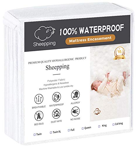 SHEEPPING Premium Bed Bug Mattress Encasement Twin Size - Waterproof Zippered Encasement Mattress Protector - Breathable Noiseless and Hypoallergenic(Fits 10". H) - 39"x 75" - Thumbnail 7