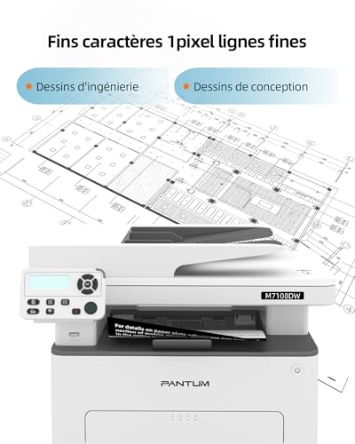 PANTUM M7108DW Multifunction Laser Printer, Black and White, 3in1 Print/Copy/Scanner, Automatic Duplex Printing, WiFi/USB/Ethernet, 33 ppm