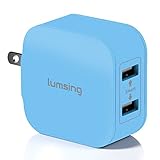 Lumsing 2-Port USB Wall Charger Hub 20W Charging Station with Foldable Plug Power Adapter for iPhone 6S Plus Smartphones and Tablets (Blue)