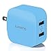 Lumsing 2-Port USB Wall Charger Hub 20W Charging Station with Foldable Plug Power Adapter for iPhone 6S Plus Smartphones and Tablets (Blue)