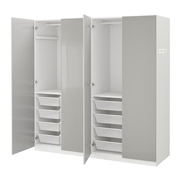 Ikea Wardrobe White Fardal High Gloss Light Gray 2204 232911