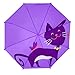 Rainbrace Kids Umbrella, Childrens Rain Umbrella Fashion Design for Boys and Girls with 3D Ears, Purple Cat