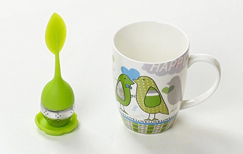 Zicome Silicone Tea Infuser with Drip Tray, Set of 2, Green