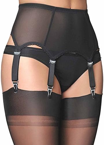 6 Strap Sheer Powermesh Garter Belt for Stockings (PL61) [USA]