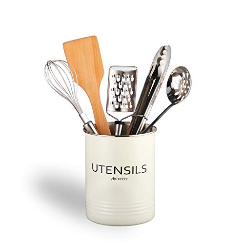 Farmhouse Kitchen Utensil Holder - Retro Utensil Crock - Large Capacity Cooking Tools Organizer Vintage Style Home Decor Sturdy Kitchen Holder NO Tipped Over