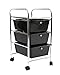 Finnhomy 3 Drawer Rolling Cart Organizer,Storage Cart with Drawers, Utility Cart for School, Office, Home, Beauty Salon Storage, Black