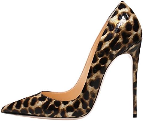 Fast Charm Womens Pointed Toe Sexy Stiletto Shoes Large Size High Heels Leopard Pumps US7
