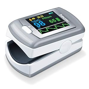Beurer PO 80 pulsoxymeter, meting van zuurstofverzadiging (SPO2) en hartslag (hartslags), 24 uur continue registratie…