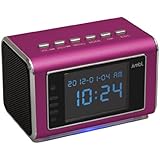 Jumbl™ Mini Hidden Spy Camera Radio Clock w/Motion Detection & Infrared Night Vision - Built-In Screen, Speaker, Micro SD Slot & AUX Line In - Pink