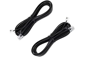 Black 2-Pack 10 Feet 6P6C RJ12 Cable,Telephone Wires,– Male-to-Male Phone Cord for Landline