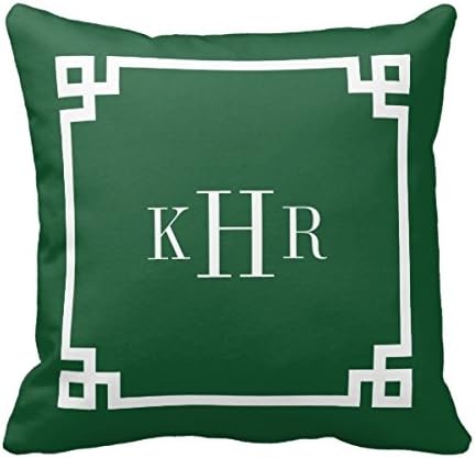 Dream Big Bigdream Decorative Throw Pillowcase Cushion Case for Bed/Sofa Two Sides 18"X18" Hunter Green Greek Key Border Custom Monogram Pillow Cover