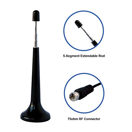 Luxtronic DT101 Digital TV Extendable Antenna - Portable Indoor/Outdoor Aerial for USB TV Tuner/Digital Television/DAB Radio - with Magnetic Base and Extendable Rod