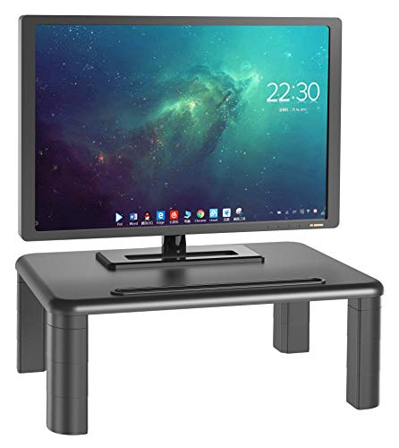 2-Pack Adjustable Monitor Stand with Storage Organization. Sturdy, Durable, No-Vibration Support. Convenient Slots for Tablet or Phone & Cables. Perfect Riser for Laptop, Printer. Stylish Black