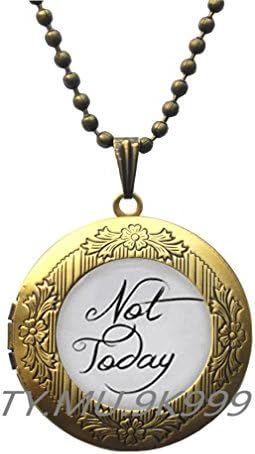 Yao0dianxku Not Today' Quote Locket Necklace, Quote Jewelry,Not Today Locket Pendant, Inspired Locket Necklace.Y250