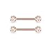 JFORYOU Barbell Ring 14G 316L Stainless Steel Cubic Zirconia Tongue Rings Body Piercing, 14mm Rose Gold