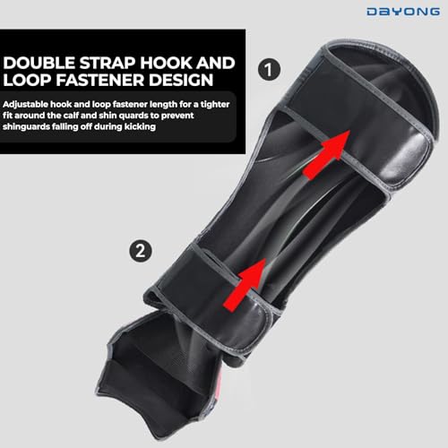 DAYONG Muay Thai Shin Guards, MMA Martial Arts Leg Instep Protection Pads, Boxing Shin Guard, Professional Sparring Protective Gear for Boxing Training Kickboxing Karate Taekwondo.