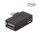 Fun-Home 2 Pack Left Angle USB 2.0 Micro Male to