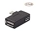 Fun-Home 2 Pack Left Angle USB 2.0 Micro Male to USB Female Host OTG Adapter for Samsung, Firestick,Playstation Classic, SNES Mini/Classic,Chromecast and More Smartphone or Tablet with Power Features