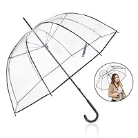 Rainbrace Big Arc 52" Clear Bubble Umbrella for Wedding, Bulk Large Transparent Clear Umbrella Dome for Women Adult