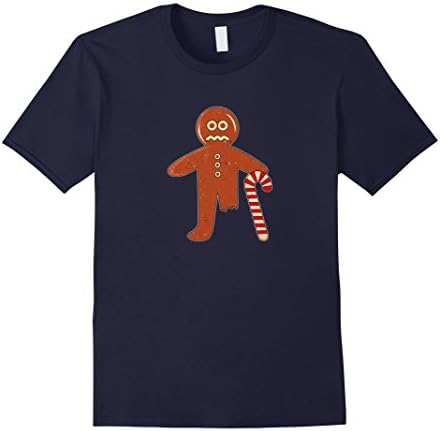 Mens Gingerbread Person With Candy Cane Missing Leg T-Shirt 2XL Navy