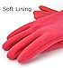 Household Cleaning Rubber Gloves with Cotton Lining, Long Natural Latex Dishwashing Gloves, Pink, 2 Pairs