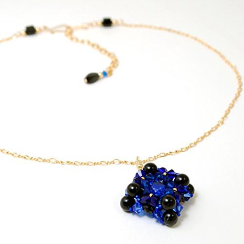 2.2 ct Synthetic Sapphire Pendant Necklace in 14K Gold Filled with Natural Black Tourmaline