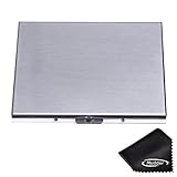 Mudder Stainless Steel Cigarette Case Metal Cigarette Storage Box Extra Slim Cigarette Case with Cleaning Cloth, Silver