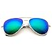 Premium Polarized Full Mirrored Aviator Sunglasses w/Flash Mirror Lens (Flashing Green)
