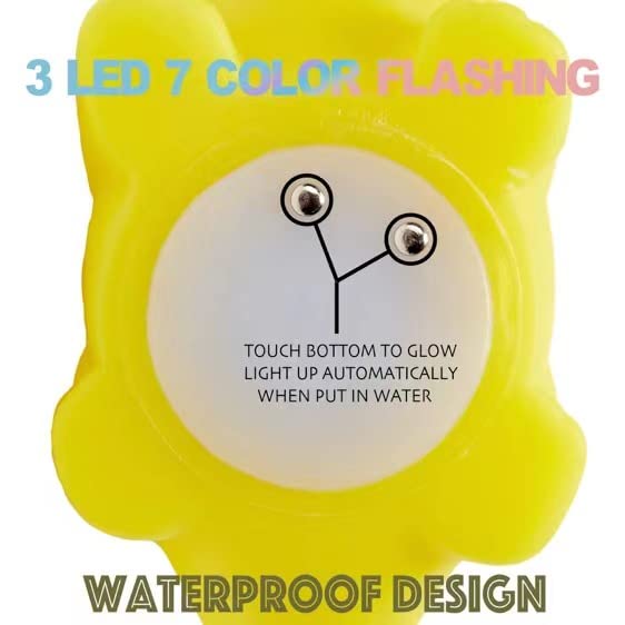 Uarzt Light Up Bath Toys 7 Pack, Floating Auto Flashing Color Tub Toys