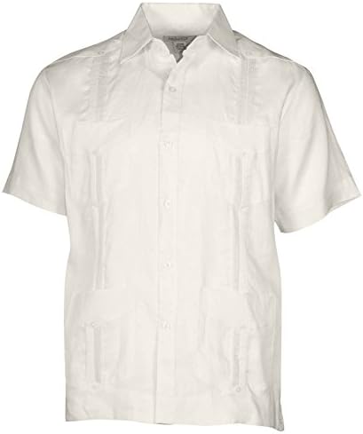 Mojito Collection Men's Big & Tall Linen Guayabera Shirt-Off White-1X