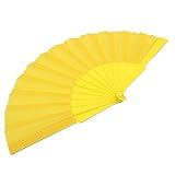 BIUBIU Handheld Fabric Hand Folding Fan, Yellow
